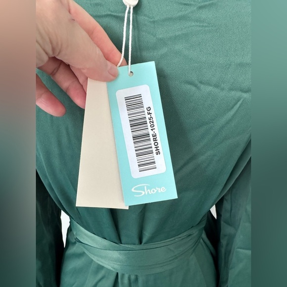 Shore Emerald Green Monterey Bell Sleeve Wrap Dress ~ Large - Picture 11 of 12